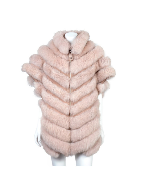Manteau sans manches fourrure rose