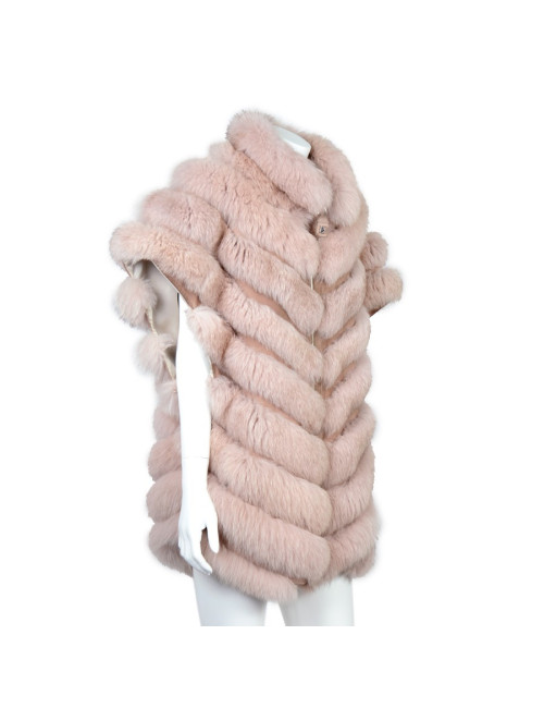 Manteau sans manches fourrure rose
