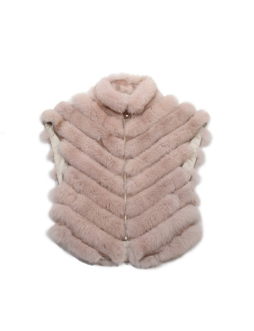 Manteau sans manches fourrure rose