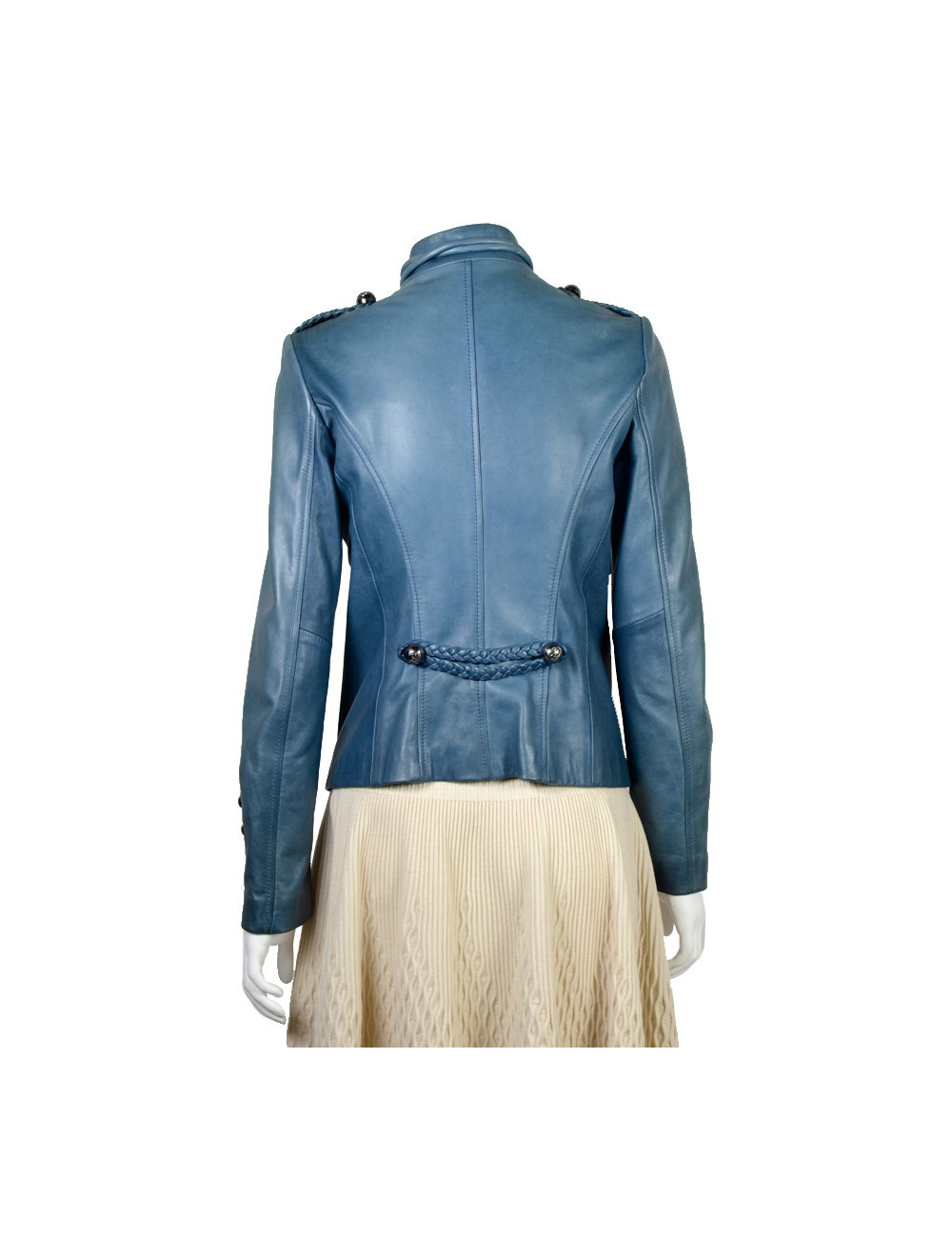Veste BUI de BARBABA BUI t 38 cuir d'agneau bleu jean s 