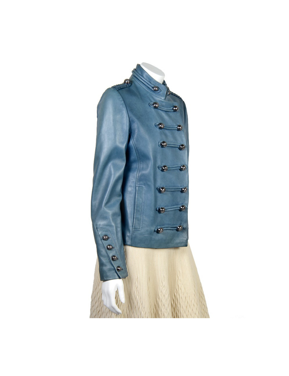 Veste BUI de BARBABA BUI t 38 cuir d'agneau bleu jean s 