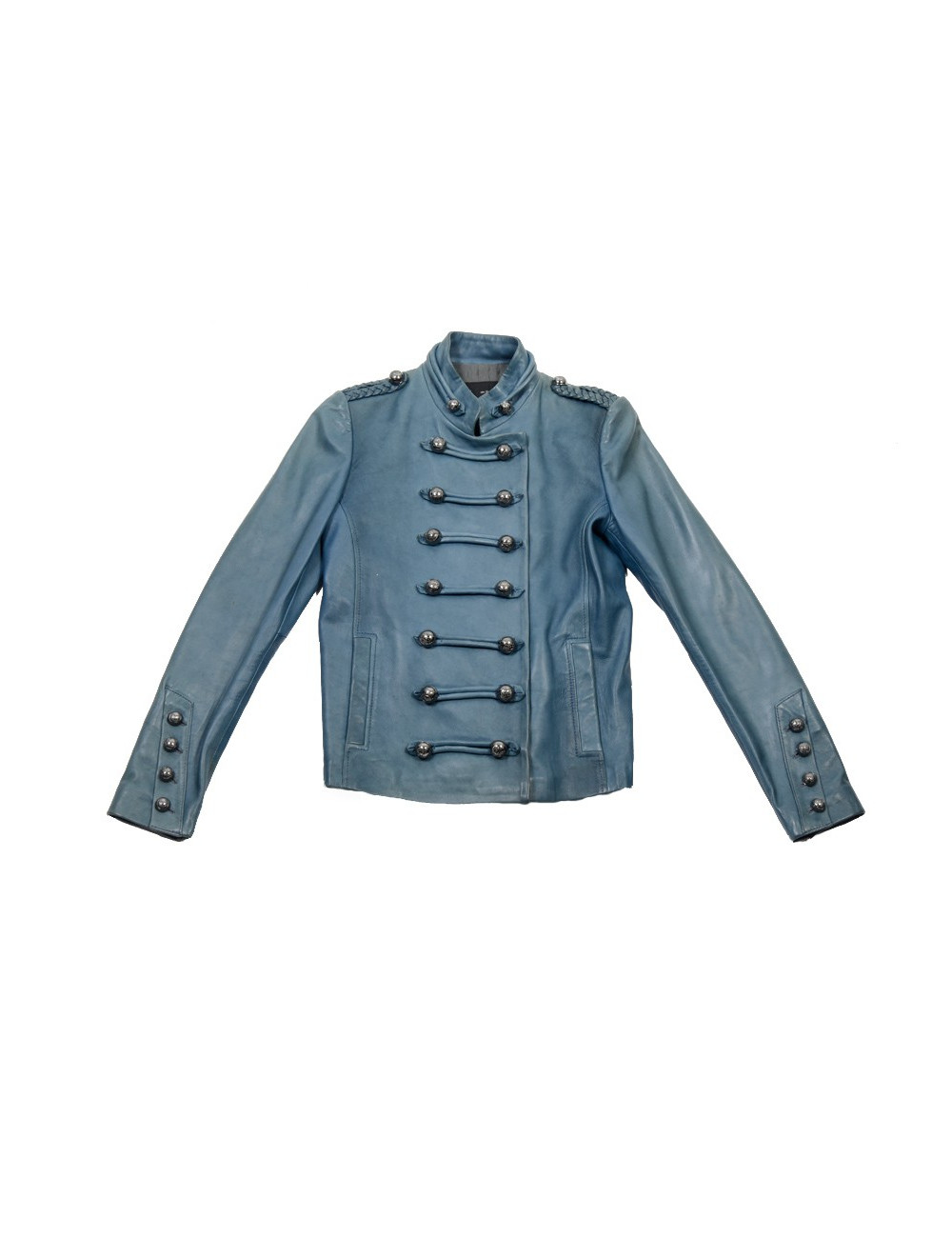 Veste BUI de BARBABA BUI t 38 cuir d'agneau bleu jean s 