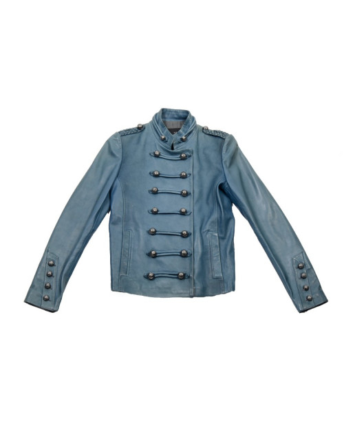 Veste BUI de BARBABA BUI t 38 cuir d'agneau bleu jean s 