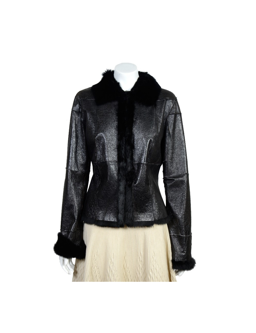 Veste courte VERSACE sport cuir noir