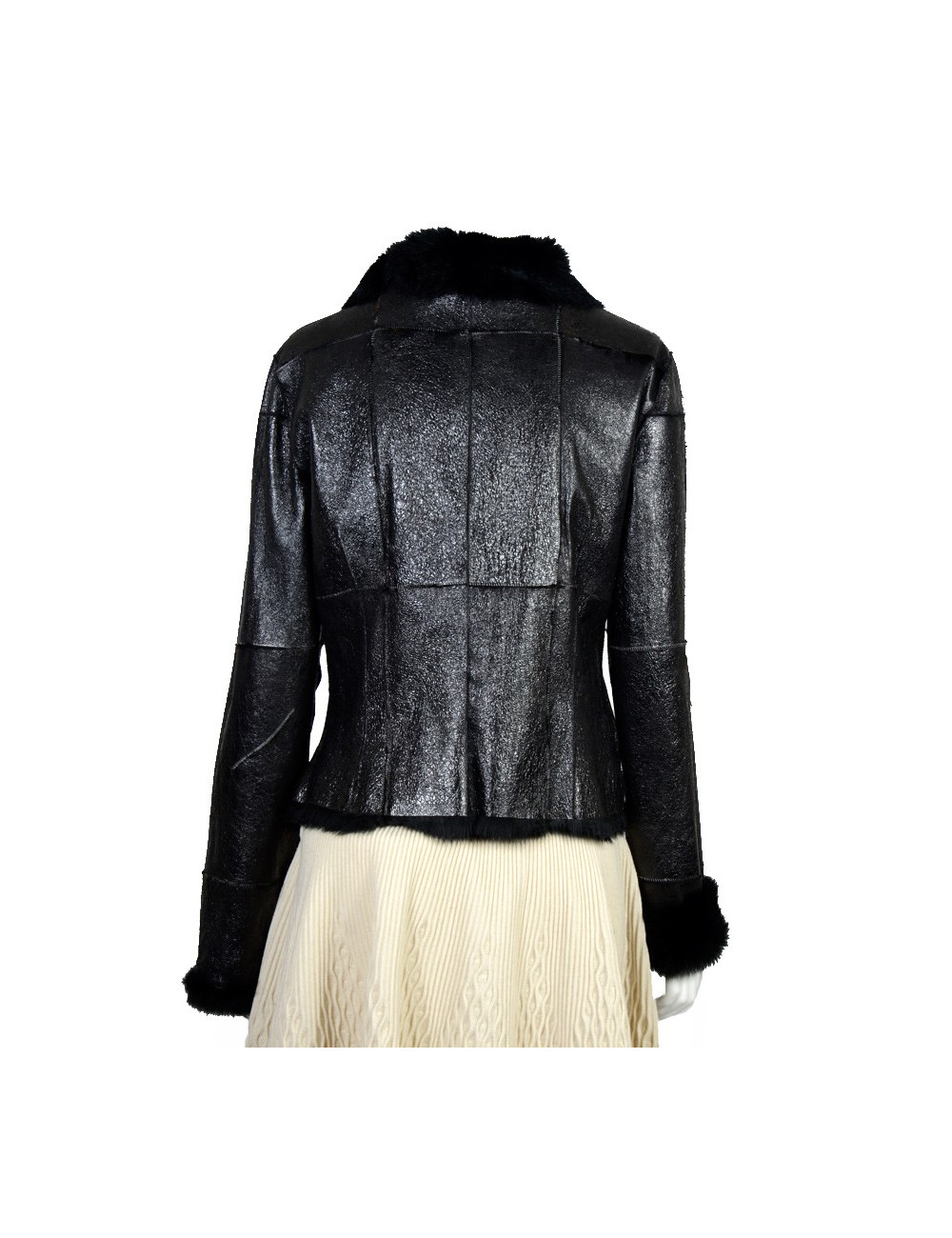 Veste courte VERSACE sport cuir noir