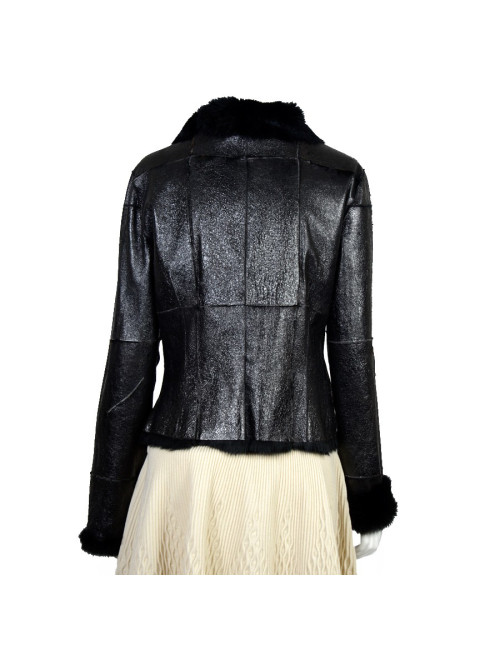 Veste courte VERSACE sport cuir noir