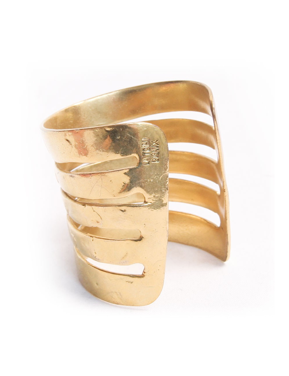 Manchette LA TRIBU RIGAUX  martelée  métal doré  