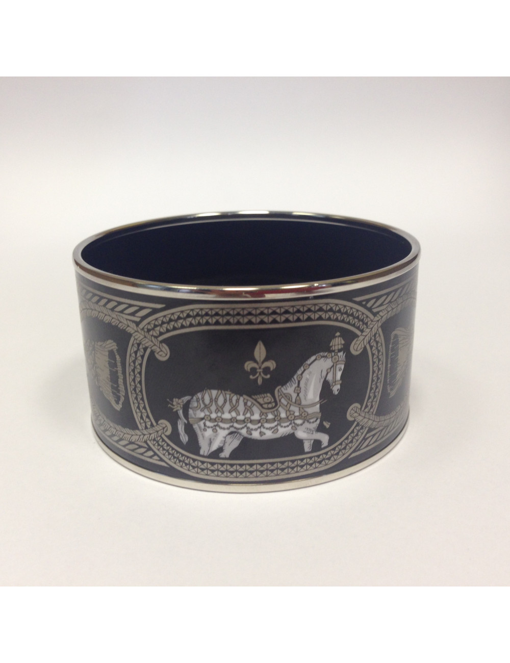 Bracelet HERMES "Grand Apparat" émaillé noir 