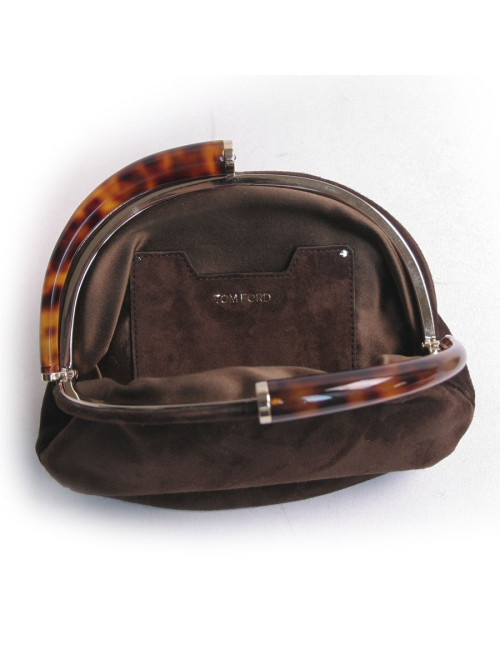 Pochette du soir TOM FORD en suède marron 
