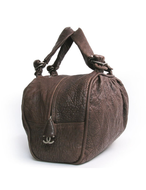 Grand sac CHANEL en cuir  taurin marron