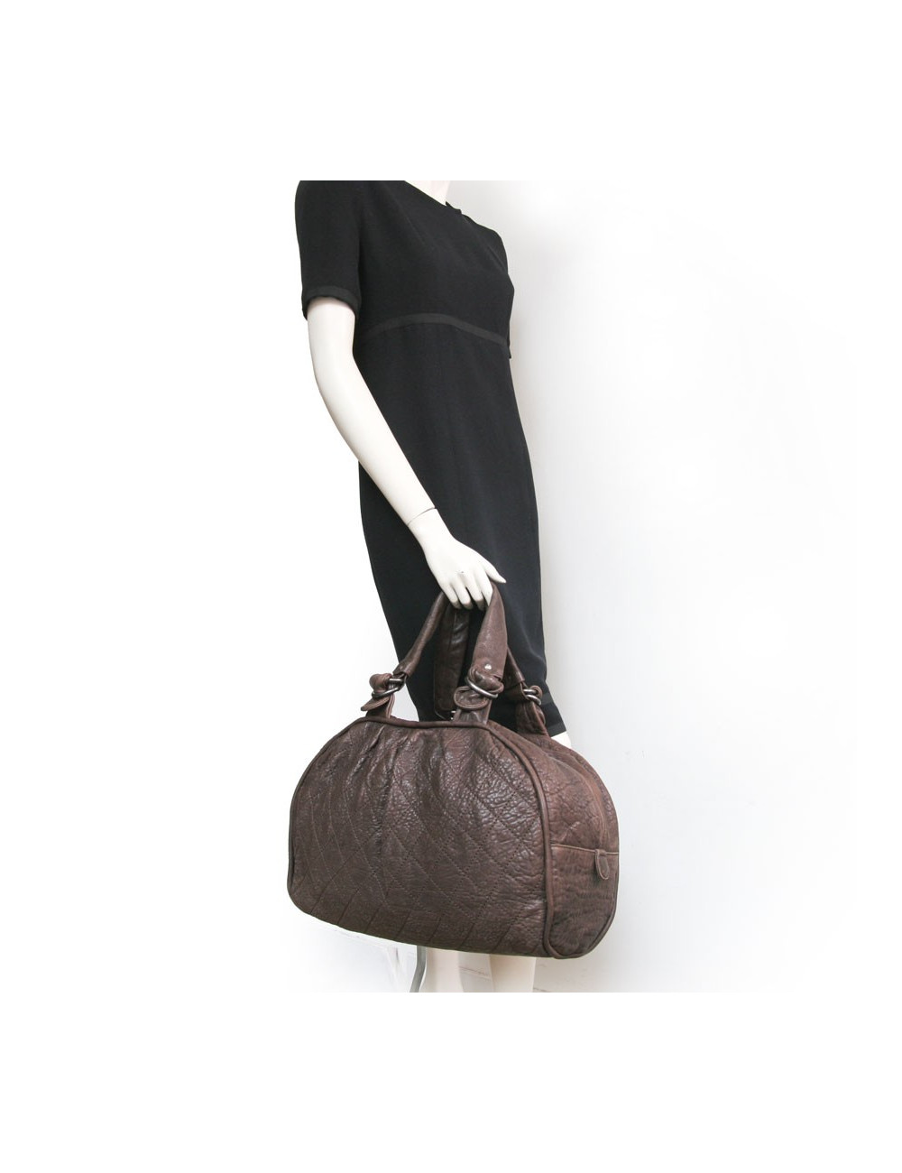 Grand sac CHANEL en cuir  taurin marron