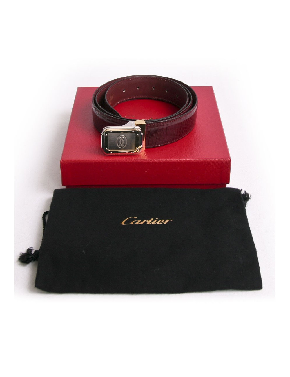 Ceinture Homme CARTIER "Must de Cartier" lézard bordeaux