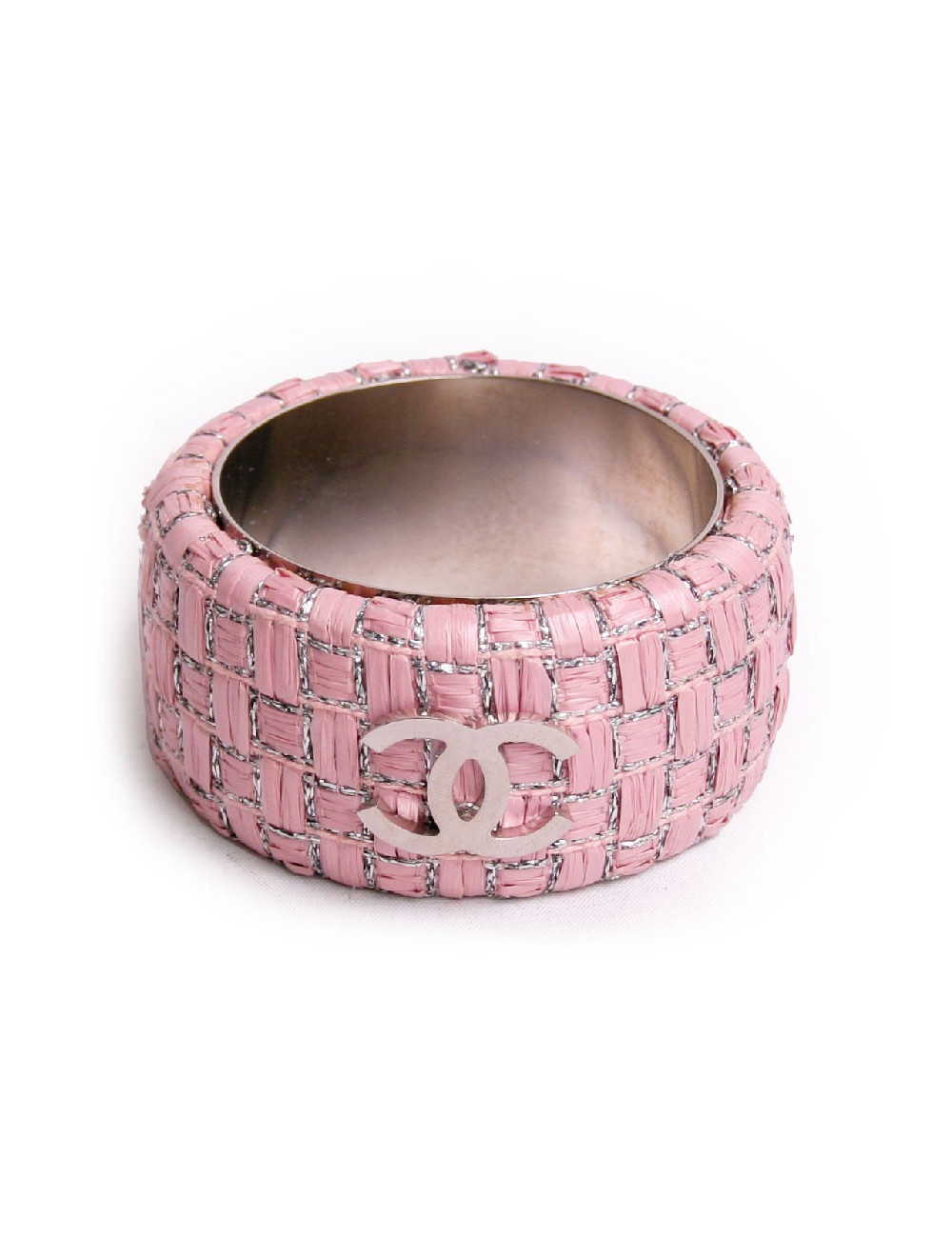 Manchette CHANEL rafia et lurex façon tweed