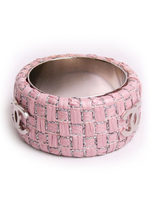 Manchette CHANEL rafia et lurex façon tweed