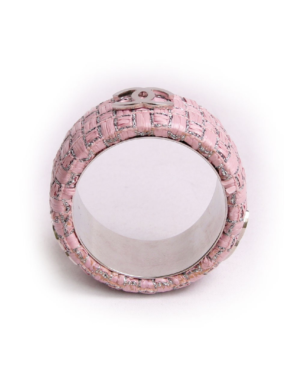 Manchette CHANEL rafia et lurex façon tweed