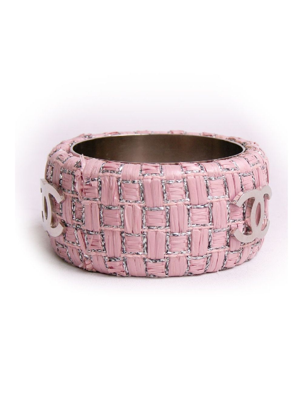 Manchette CHANEL rafia et lurex façon tweed