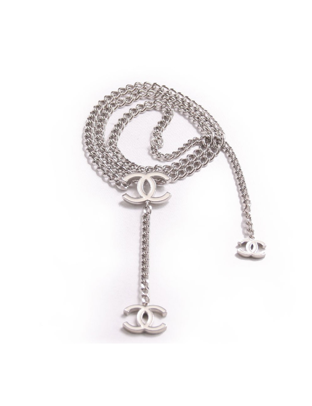 ceinture sautoir CHANEL chaîne argentée