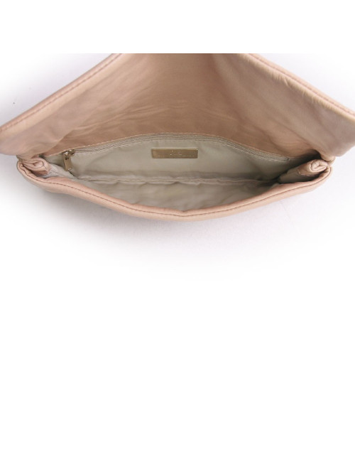 Pochette CAROLINA FERRERA cuir beige matelassé