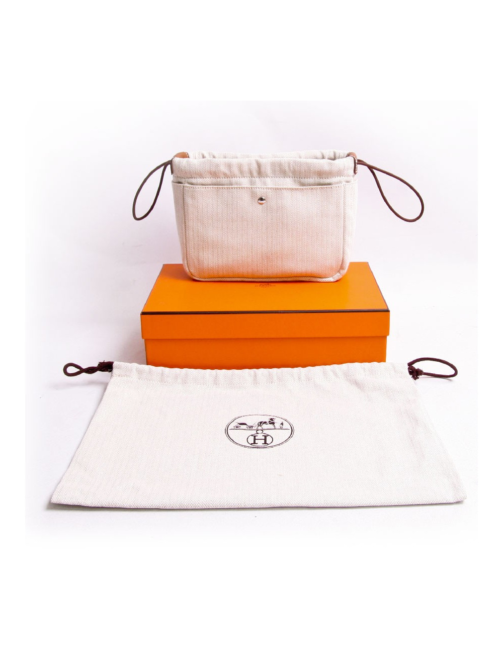 Trousse fourbi 20 HERMES tissage chevron et veau barenia