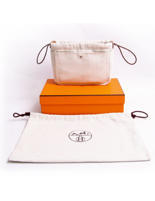 Trousse fourbi 20 HERMES tissage chevron et veau barenia