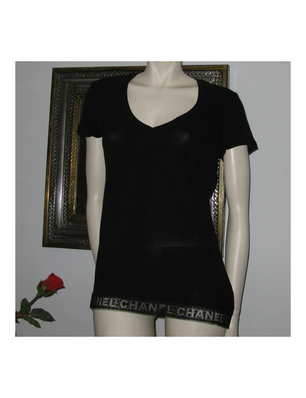 CHANEL Black Lace top