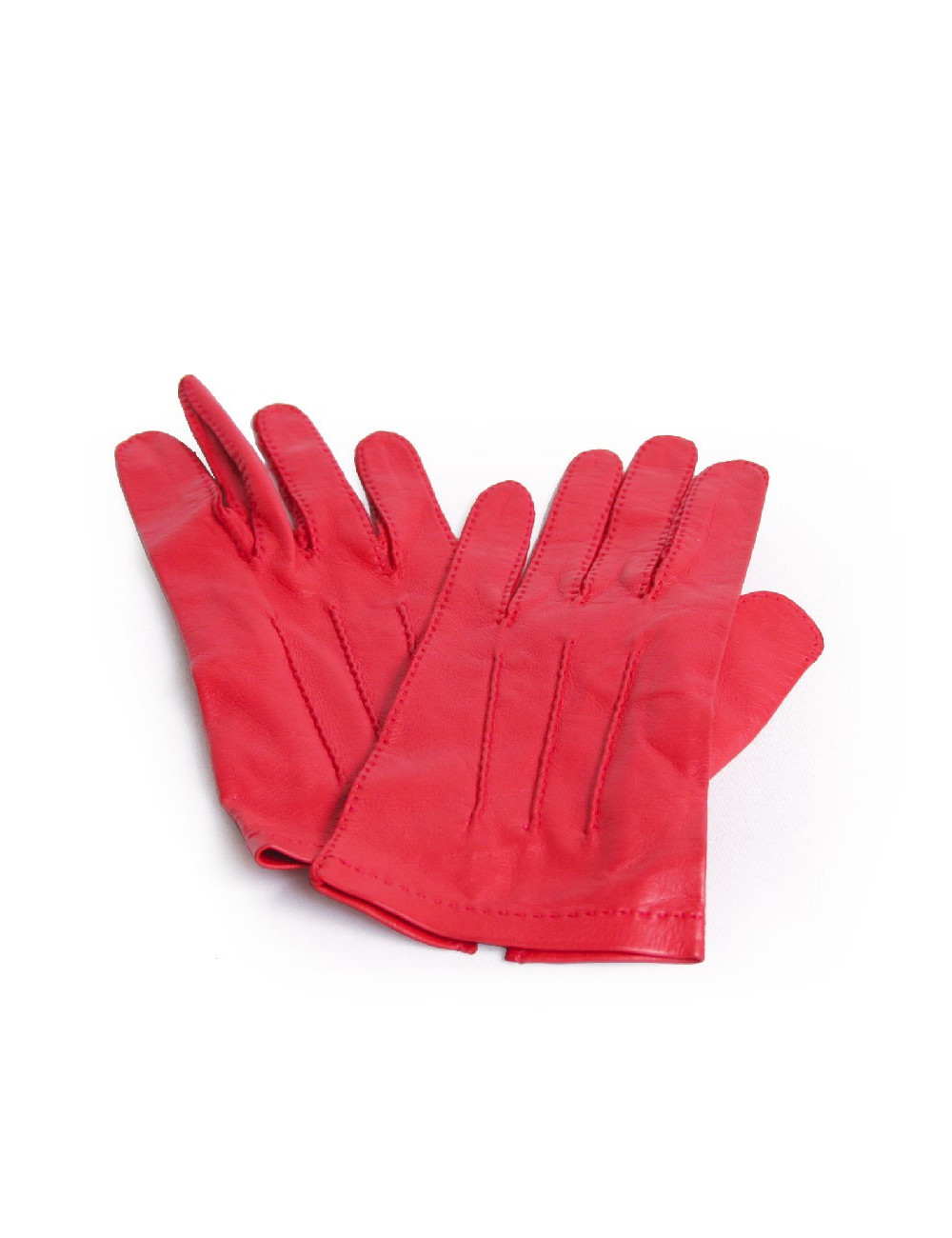 Paire de gants CHANEL T 6.5 cuir d'agneau rouge