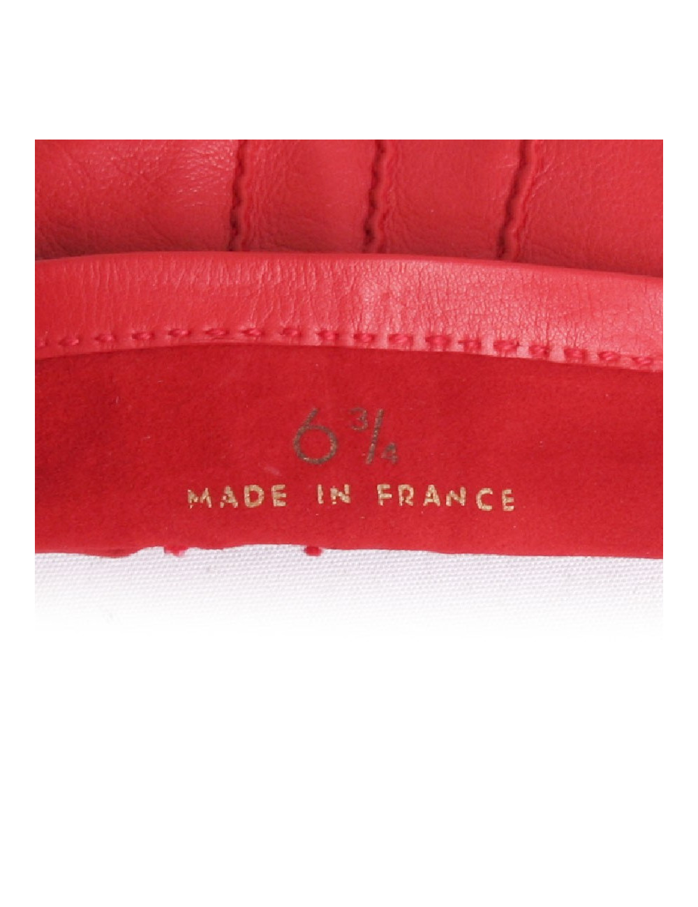 Paire de gants CHANEL T 6.5 cuir d'agneau rouge