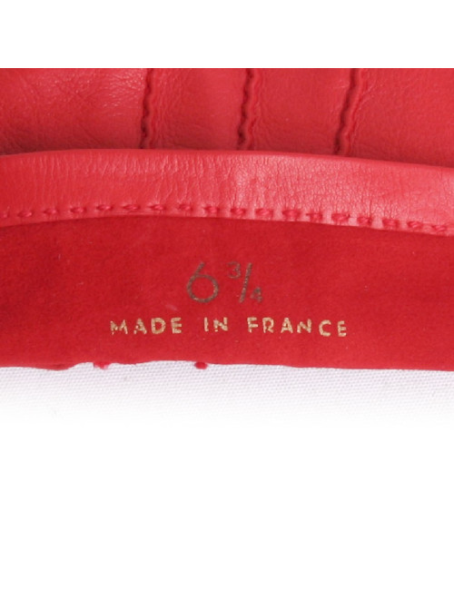 Paire de gants CHANEL T 6.5 cuir d'agneau rouge