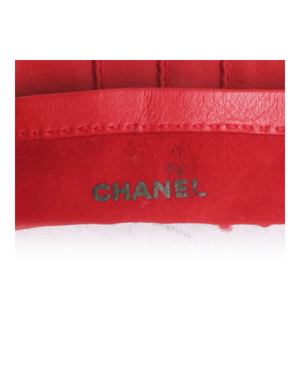 Paire de gants CHANEL T 6.5 cuir d'agneau rouge