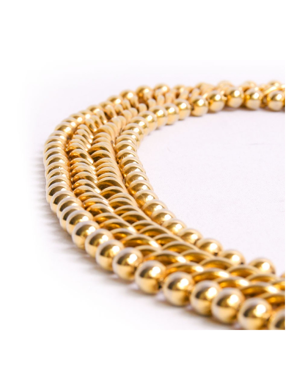 Collier ras de cou chaîne gourmette boules dorées 