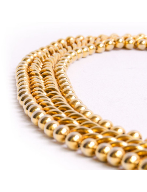 Collier ras de cou chaîne gourmette boules dorées 