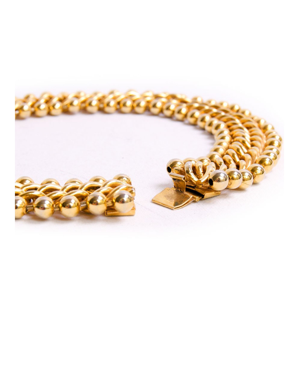 Collier ras de cou chaîne gourmette boules dorées 