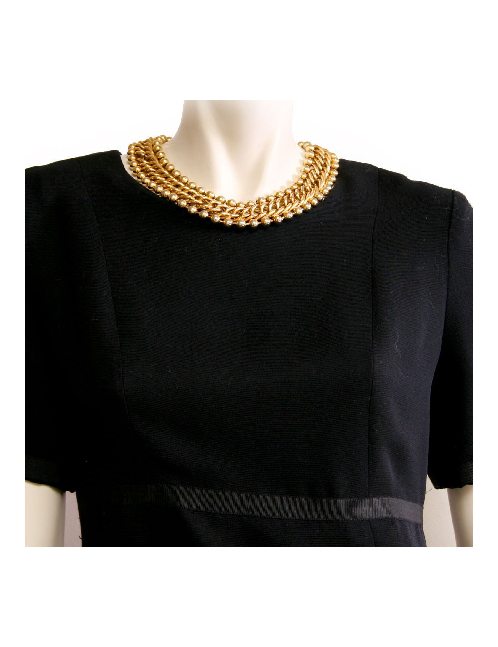 Collier ras de cou chaîne gourmette boules dorées 