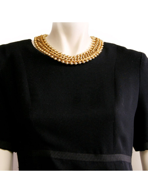 Collier ras de cou chaîne gourmette boules dorées 