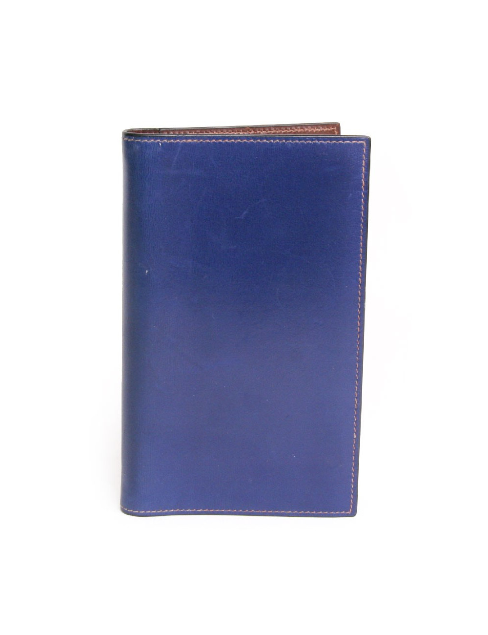 Couverture d'agenda HERMES en cuir box bicolore  bleu et marron