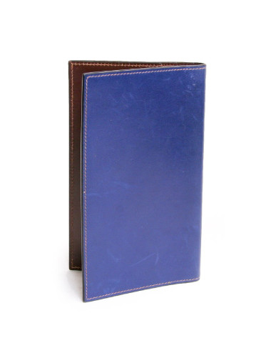 Couverture d'agenda HERMES en cuir box bicolore  bleu et marron 2