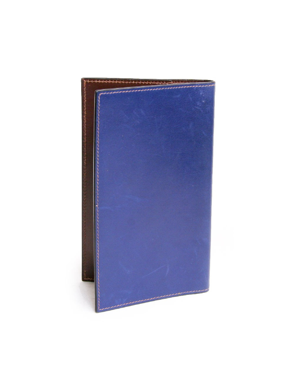 Couverture d'agenda HERMES en cuir box bicolore  bleu et marron
