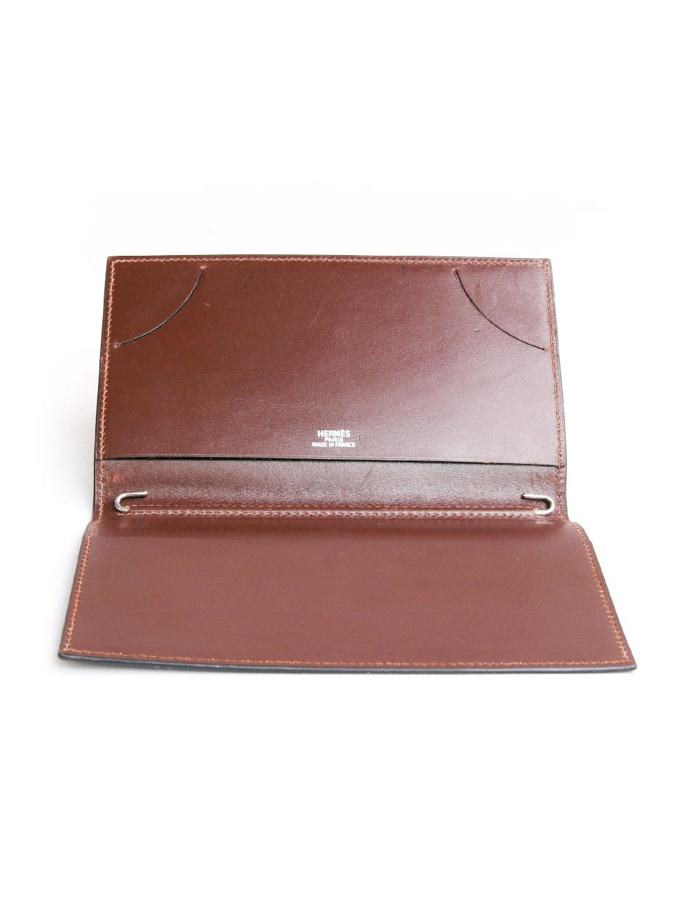 Couverture d'agenda HERMES en cuir box bicolore  bleu et marron