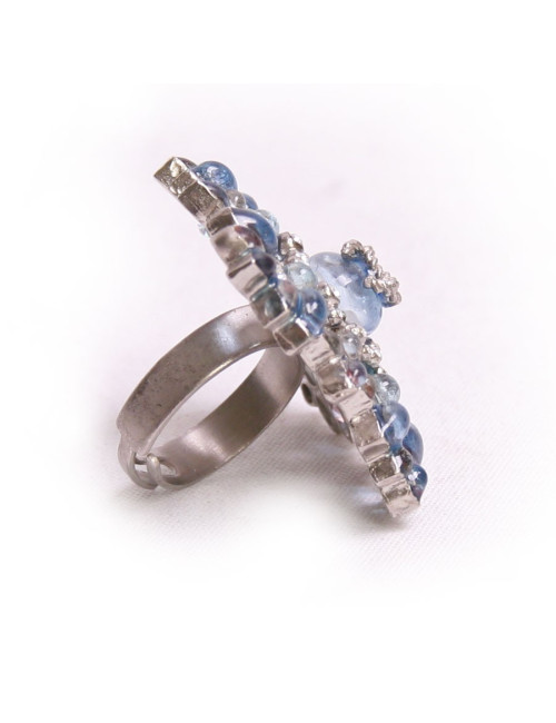 Bague CHANEL pâte de verre saphir