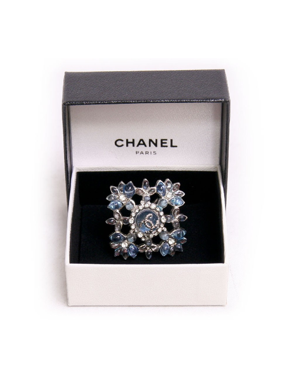 Bague CHANEL pâte de verre saphir