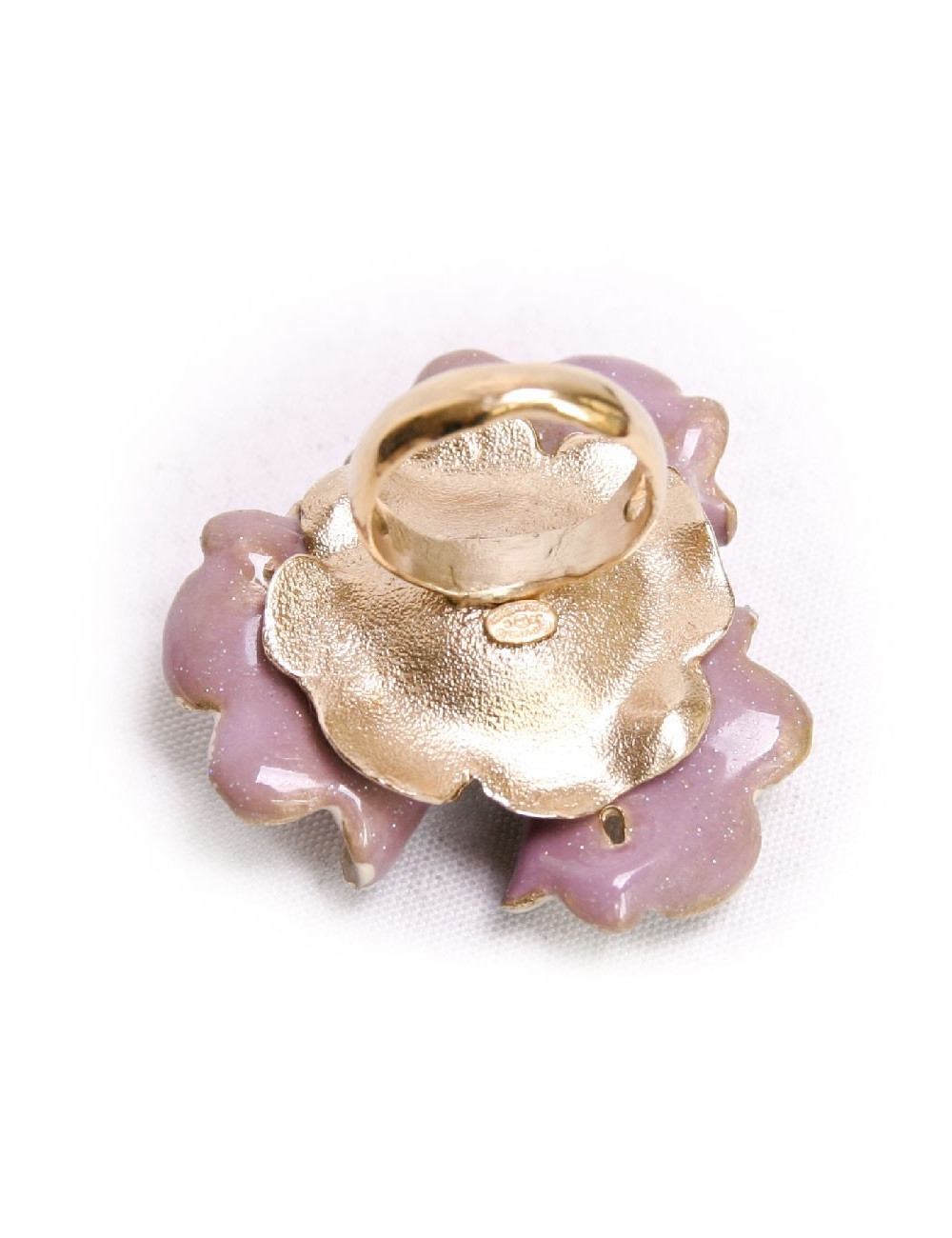 Bague Fleur CHANEL émail mauve et crème