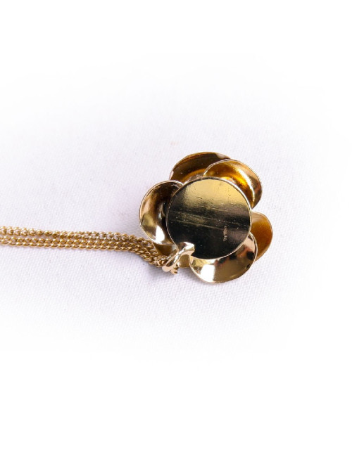 Collier camélia CHANEL émaillé beige