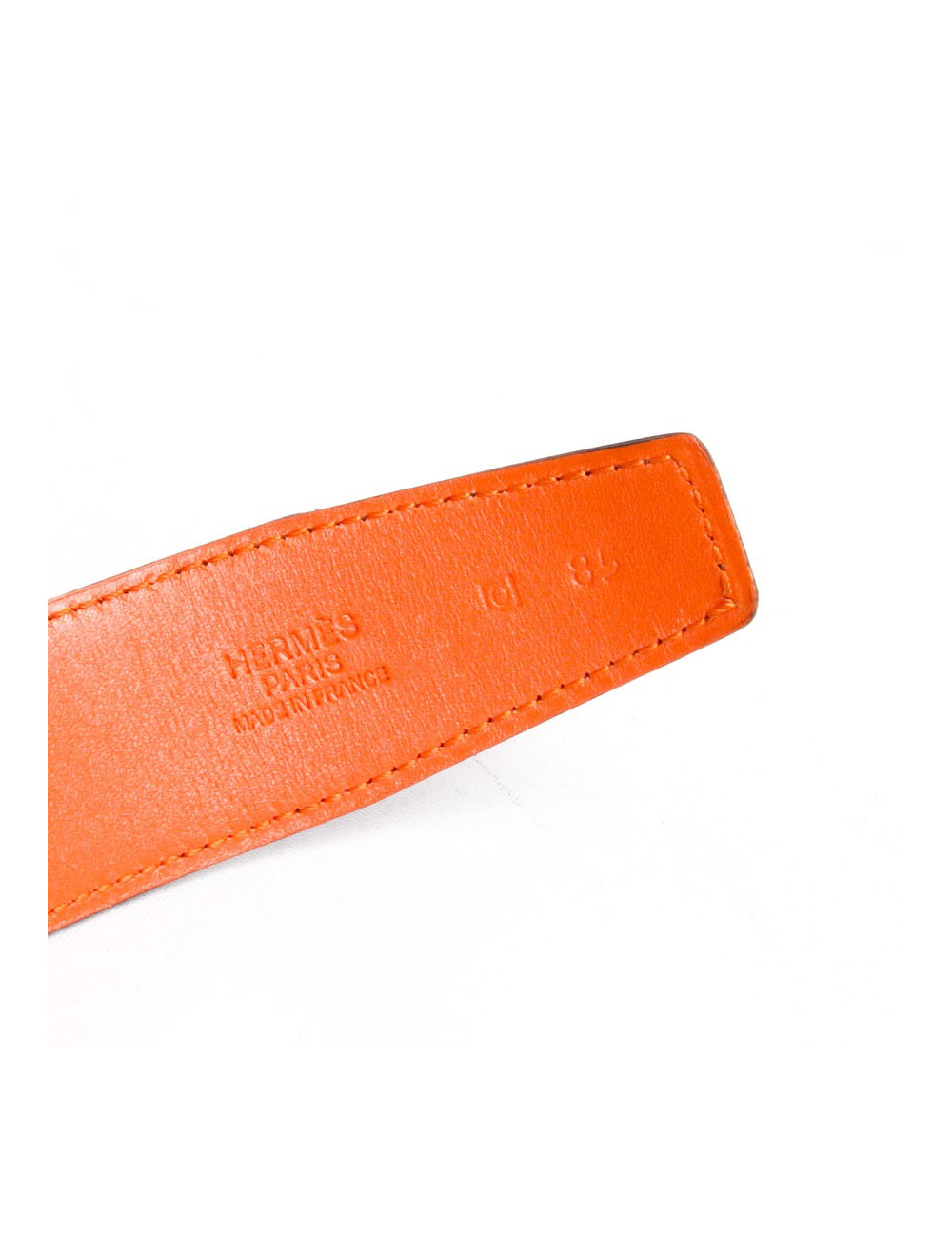 Ceinture HERMES t 85  bicolore veau velours marron, orange