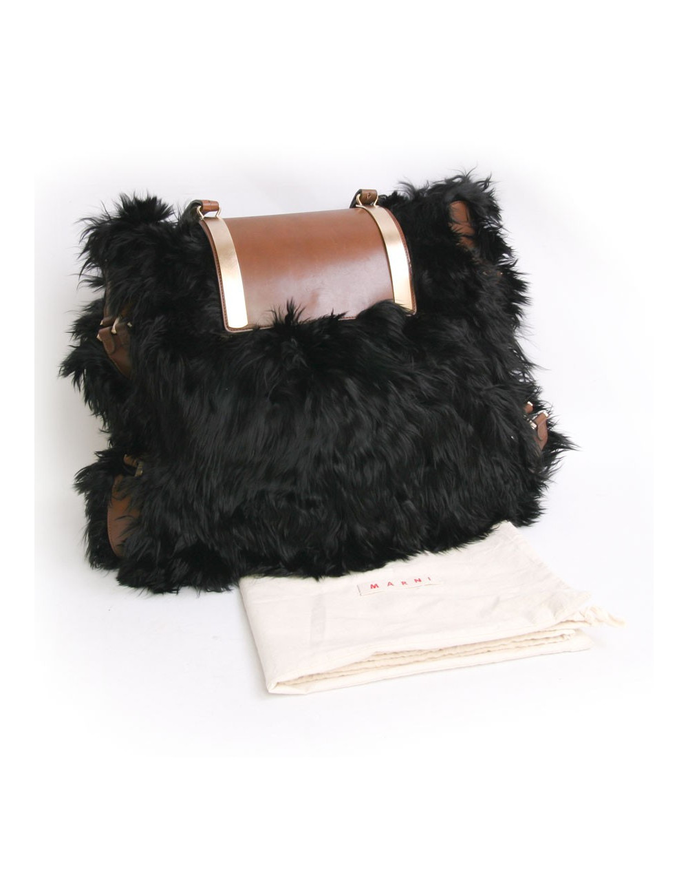 Sac à dos MARNI grand modèle fourrure noire