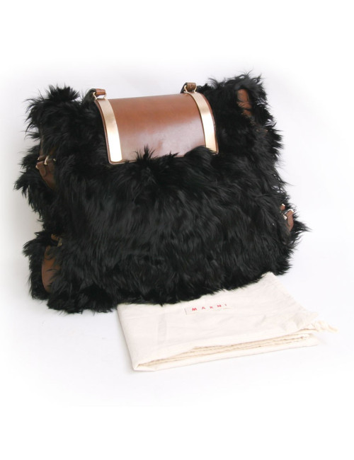 Sac à dos MARNI grand modèle fourrure noire