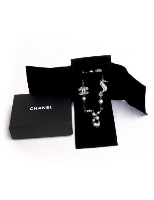 Sautoir " hippocampe" CHANEL argent et strass