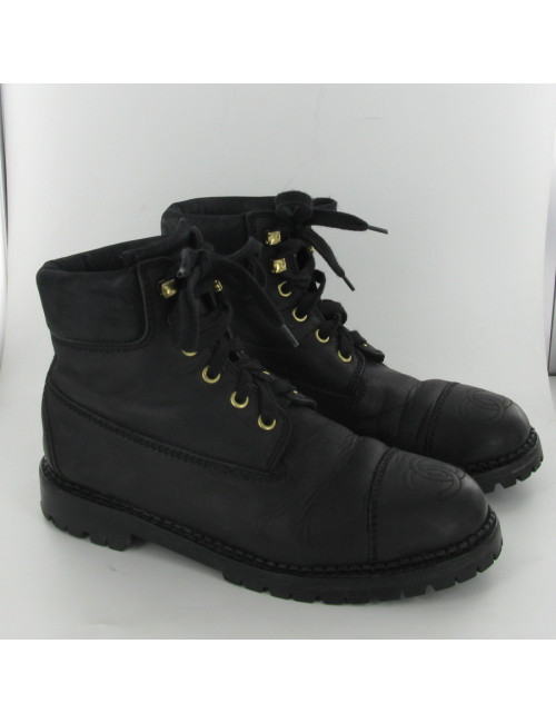 T38 CHANEL black leather boots