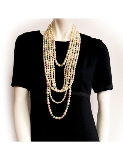 Sautoir 6 rangs CHANEL multicolore