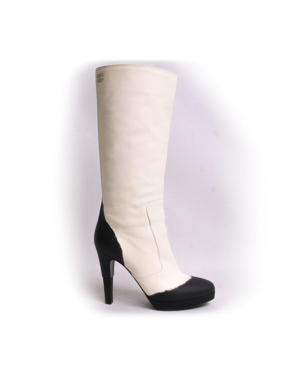 Bottes CHANEL t 40 beige et noir