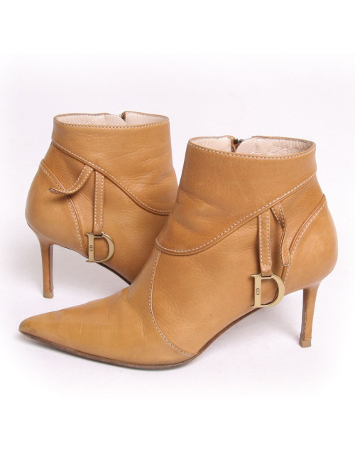 Boots à talons CHRISTIAN DIOR cuir camel T36